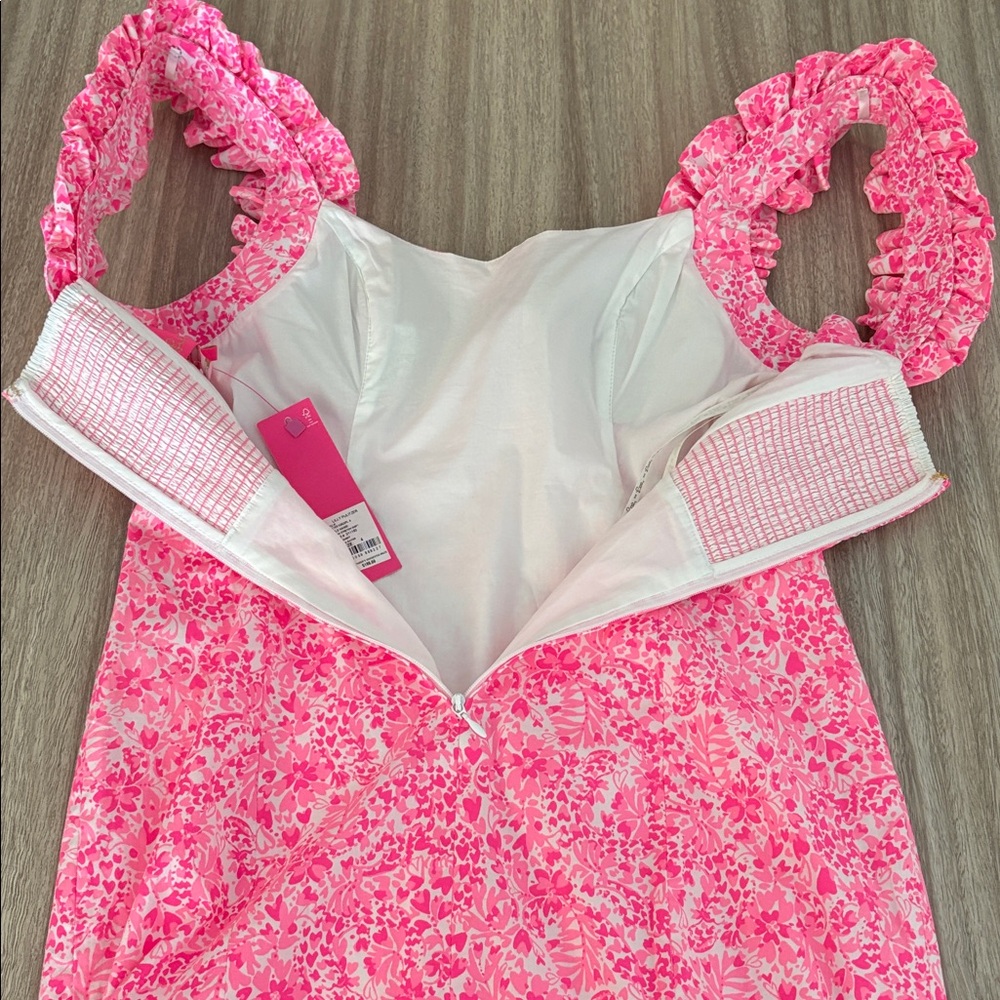 Lilly Pulitzer NWT Regina Stretch Shift Mini Dress Size 4 Pink White - Picture 7 of 9